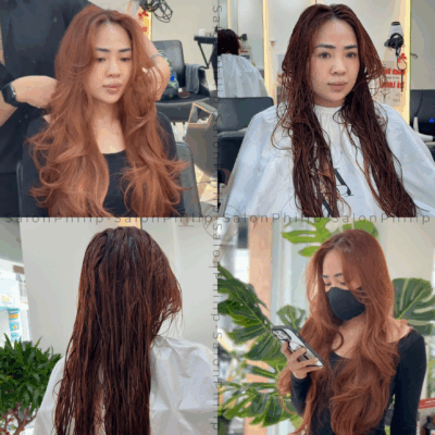 khách hàng hài lòng sau khi uốn tóc hư tổn quận 3 tại Salon Philip