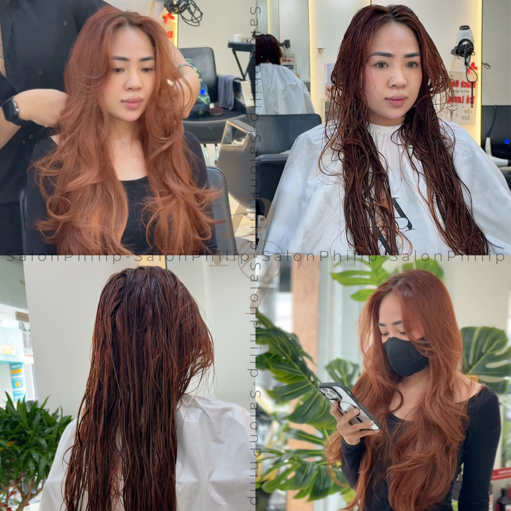 khách hàng hài lòng sau khi uốn tóc hư tổn quận 3 tại Salon Philip