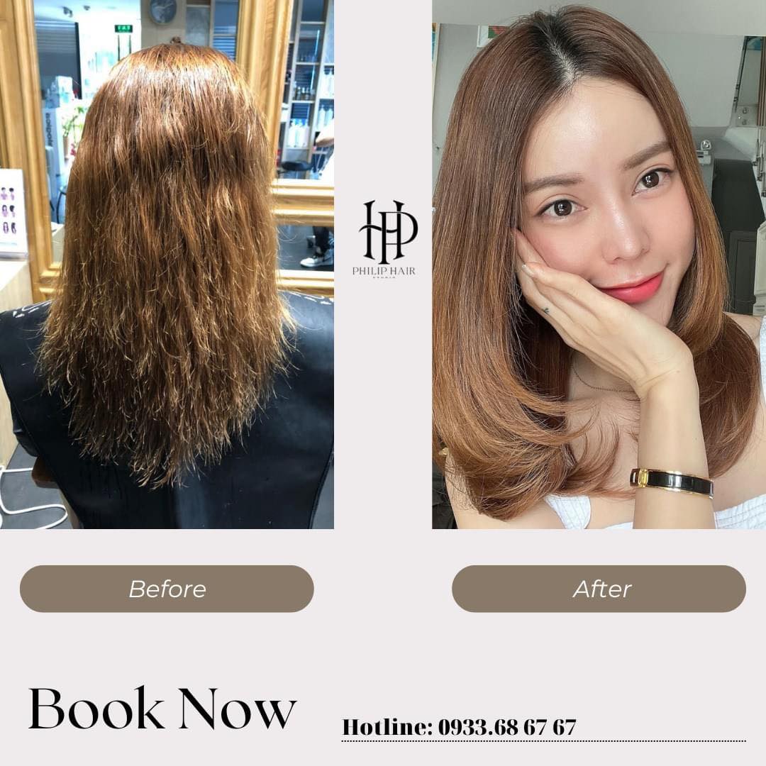 Nhuộm thời trang cho tóc yếu Quận 3 - trước và sau